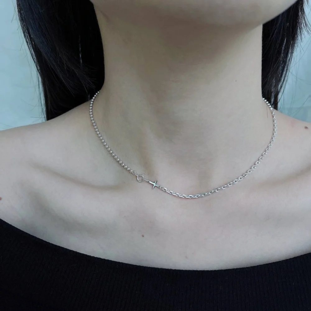 Sterling Silver 925 Tiny Cross Dainty Necklace - Picture 3 of 4